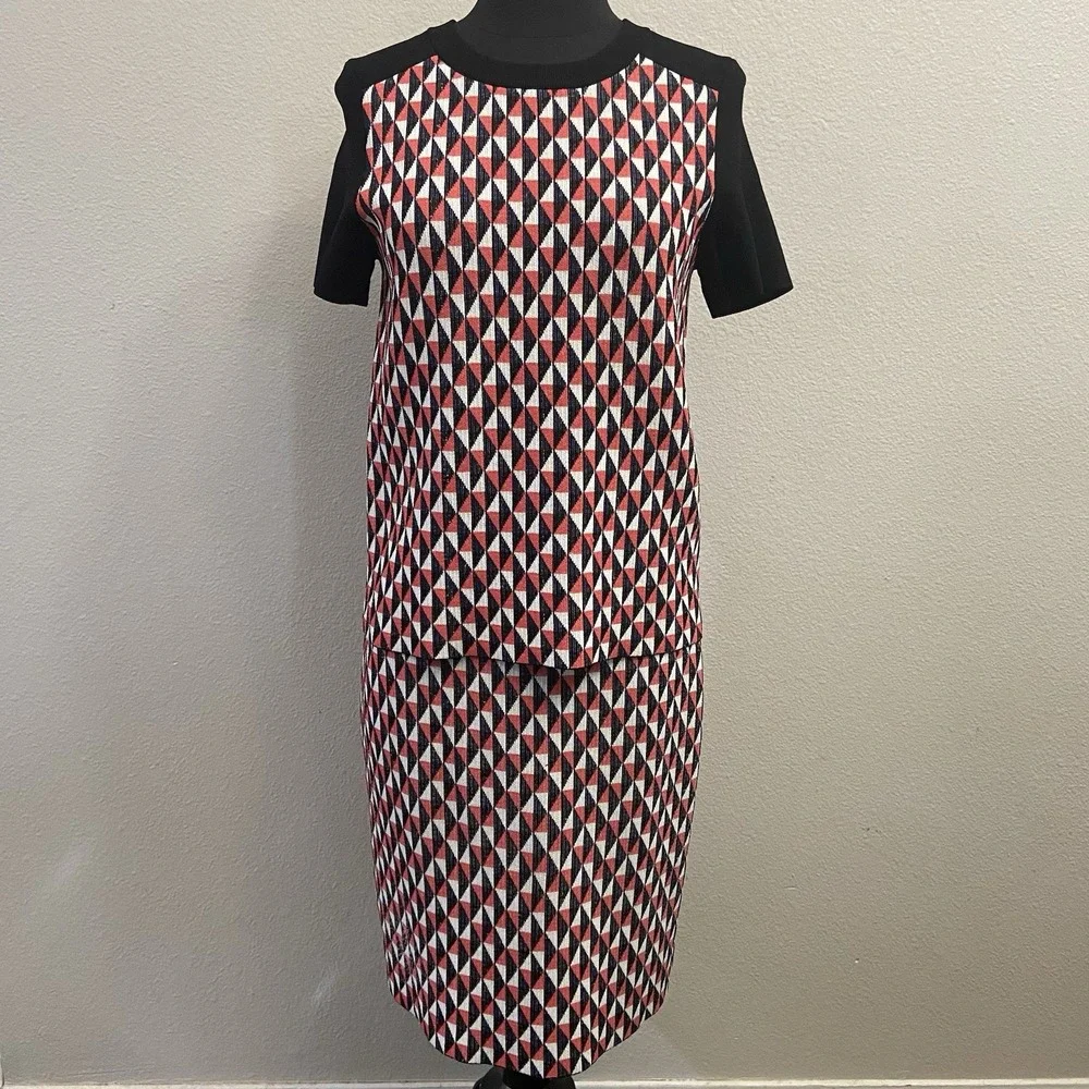 Kate Spade Women's Flying Kites Pencil Skirt & Top Knit Geometric Set Size Small